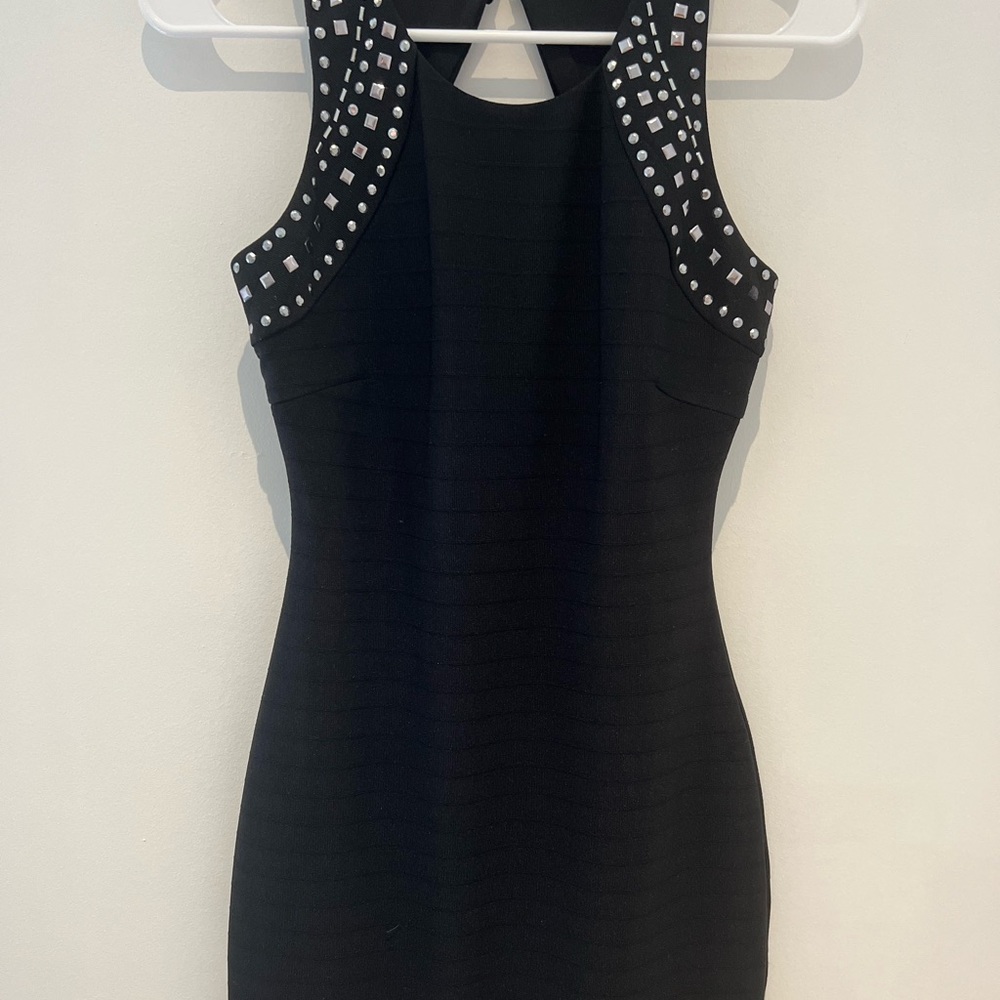 GUESS Black Bodycon Dress with Silver Studs